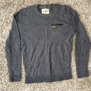 Men’s L Blue & Gray Hollister Striped Sweater